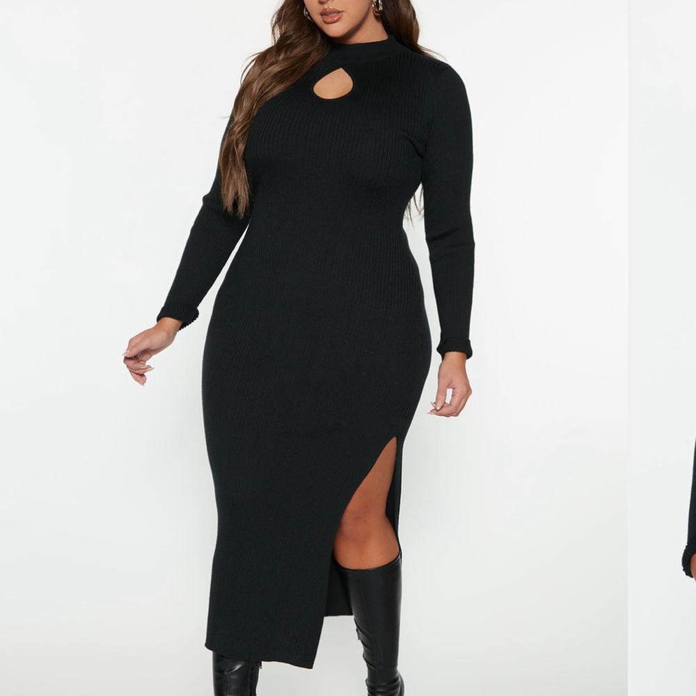 Black Sweater Midi Dress